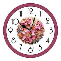 Настенные часы с бесшумным механизмом круглые белые розовые Smart для гостиной комнаты