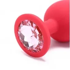 Анальна пробка червоний силікон М, ніжно-рожева, фото 1