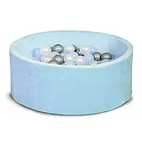 Бассейн для дома сухой, детский, голубого цвета (набор с шариками 96 шт)