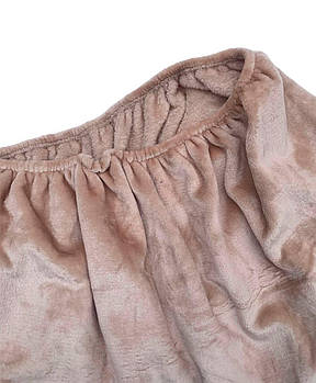 Світло-бежевий плюшевий чохол на гумці для косметологічних кушеток, багаторазовий, в  масажні кабінети