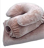 Плюшева підголовник-подушка "Підкова" світло-бежева для косметологічної кушетки та масажного столу, фото 6