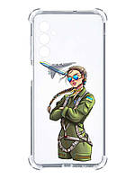 Чехол с утолщёнными углами на Samsung Galaxy A05s (A057) :: Девушка-лётчик (принт 6)