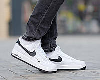 Кроссовки мужские кожаные Nike Air Force White Black Кроссовки низкие найк аир форс белые