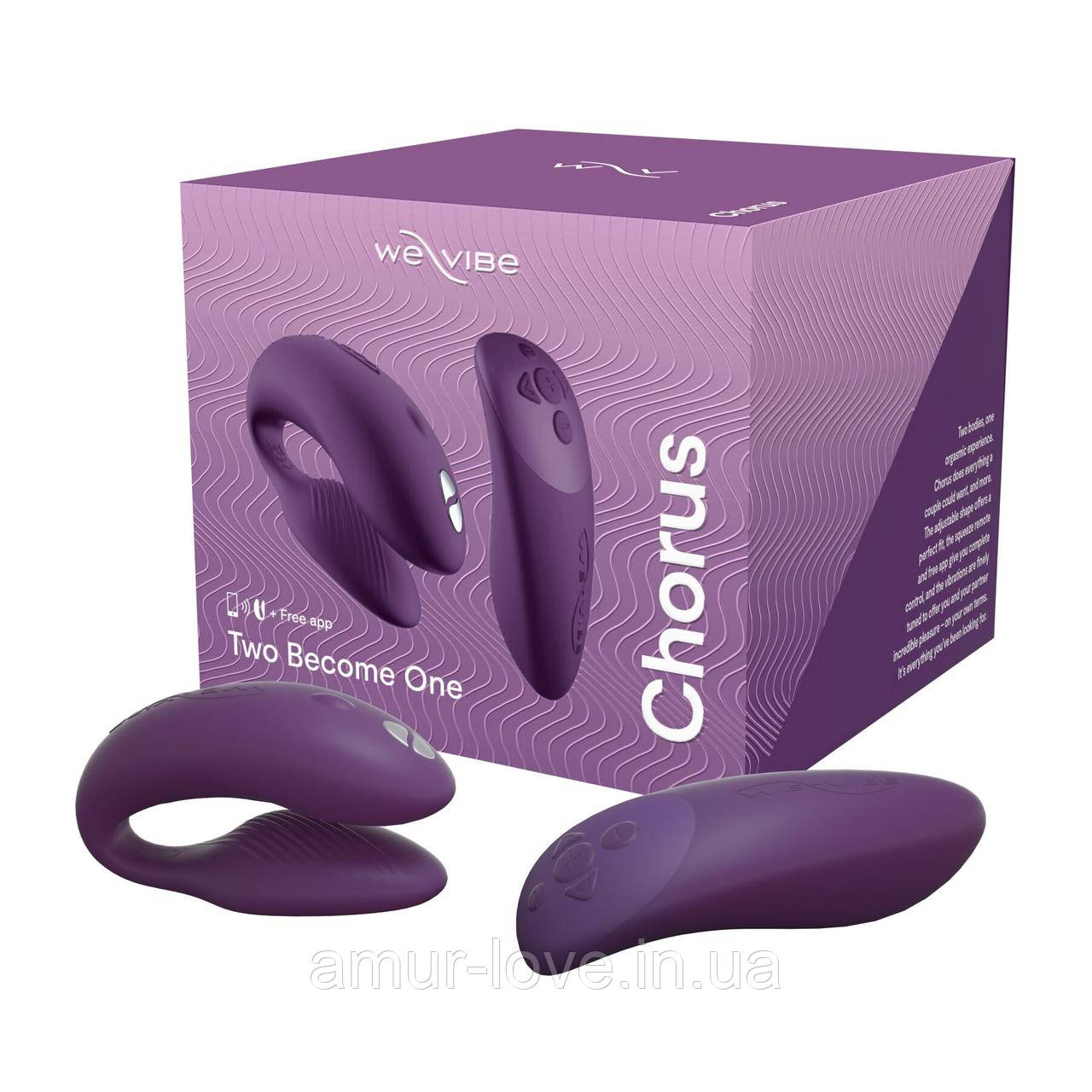 Смарт-вібратор для пар We-Vibe Chorus Cosmic Pink, сенсорне керування вібраціями стискання пульта