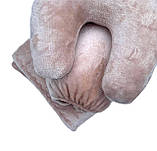 Плюшева підголовник-подушка "Підкова" світло-бежева для косметологічної кушетки та масажного столу, фото 4