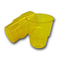 Стакан стеклоподобный пластиковый без ножки объём 200 мл цвет желтый 25 шт/уп.