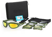 Тактические солнцезащитные стрелковые очки с поляризацией Daisy c5 олива + 4 комплекта линз.PeremogaUA