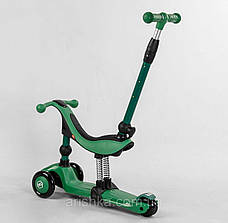 Самокат-велобіг 3в1 триколісний Best Scooter, колеса зі світлом, сидіння,амортизатори, фото 4