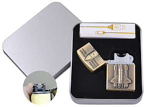 Електроімпульсна запальничка Шаттл USB 4886 в подарунковій коробці, фото 2