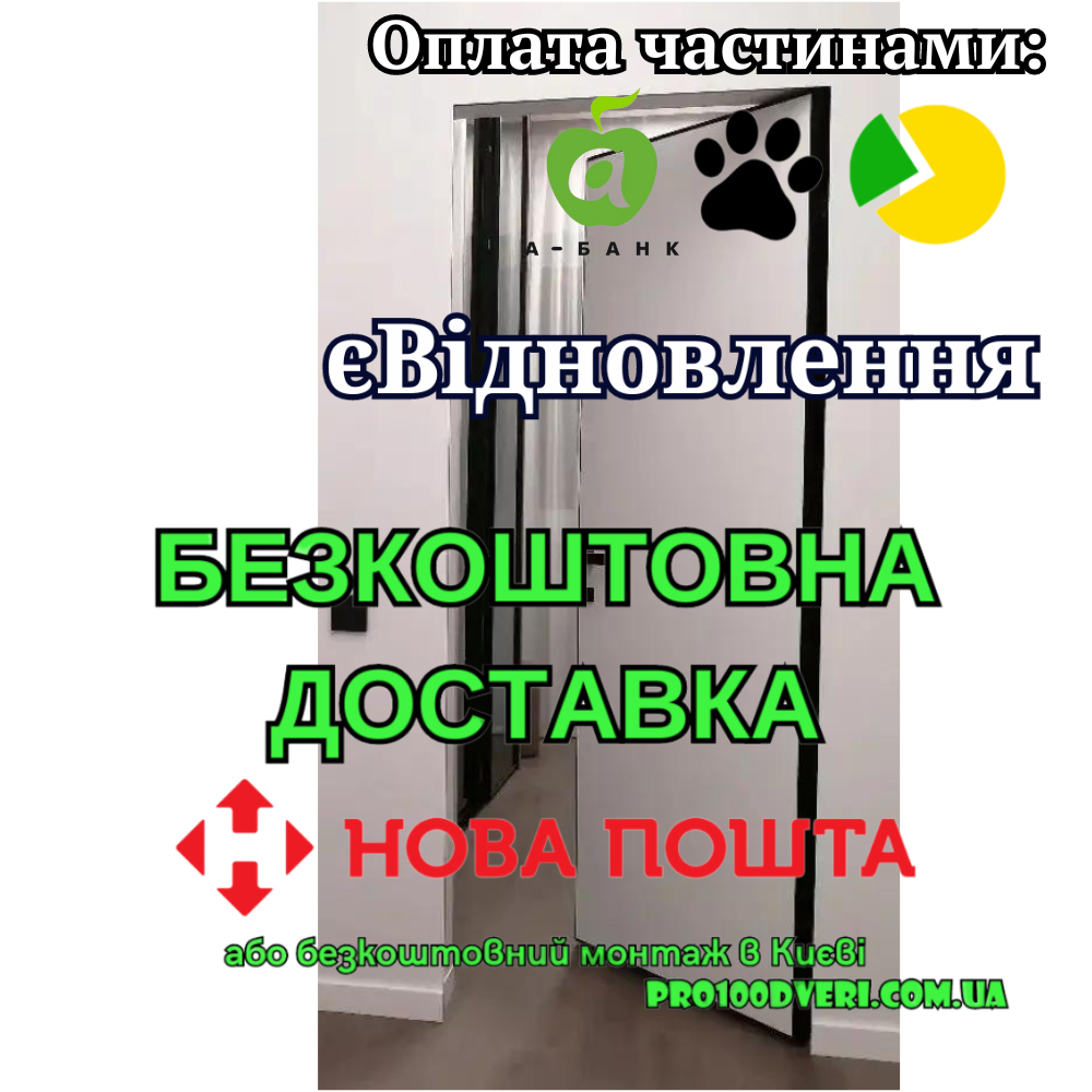Приховані двері комплект (блок), чорний алюмінієвий торець INSIDE, внутрішнього відкривання