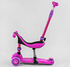 Самокат-велобіг 3в1 триколісний Best Scooter, колеса зі світлом, сидіння,амортизатори, фото 3
