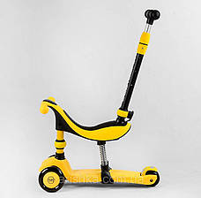 Самокат-велобіг 3в1 триколісний Best Scooter, колеса зі світлом, сидіння,амортизатори, фото 3