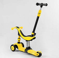 Самокат-велобіг 3в1 триколісний Best Scooter, колеса зі світлом, сидіння,амортизатори, фото 4