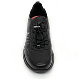 Чоловічі шкіряні чорні кросівки на шнурівці Міда весна-осінь 112446(1) розмір 40, фото 3