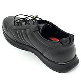 Чоловічі шкіряні чорні кросівки на шнурівці Міда весна-осінь 112446(1) розмір 40, фото 5