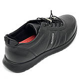 Чоловічі шкіряні чорні кросівки на шнурівці Міда весна-осінь 112446(1) розмір 40, фото 7