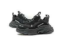 Кроссовки Balenciaga Triple S Black обувь Баленсиага Трипл С черные мужские женские