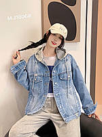 Куртка джинсова жіноча укорочена розмір універсал оверсайз (3цв) "KARMEN" недорого від прямого постачальника