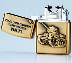 Електроімпульсна запальничка USB танк 4886 в подарунковій коробці, фото 4