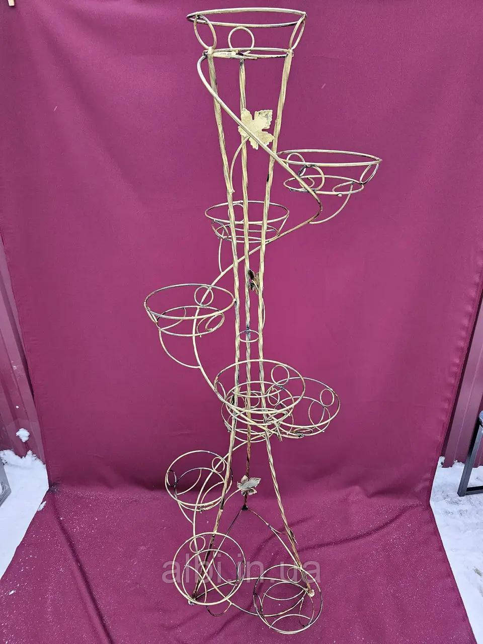 Підставка для квітів кована Спіраль кручена на 10 гір, підставка для рослин металева