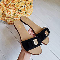 Стильні замшеві жіночі літні шльопанці