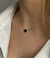 Серебряное колье клевер д.1,3 см.