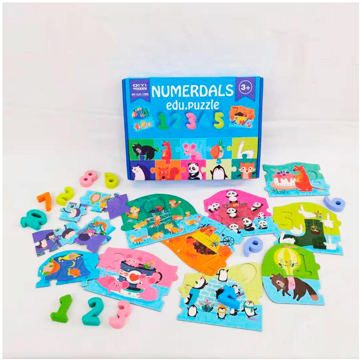 Дерев'яна іграшка Пазли тварини, 2 види (цифри, англ. літери) MD 1780, фото 1
