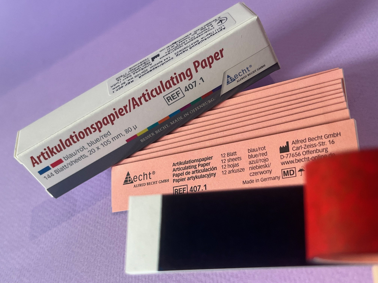 Бумага артикуляционная синяя/красная 80 мкм (полосочки): продажа, цена ...