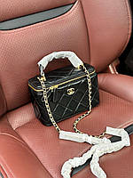 Стильная женская сумочка Chanel Classic Black Lambskin Pearl Crush Vanity Bag(З Ручкою) 17 х 11 х 8 см