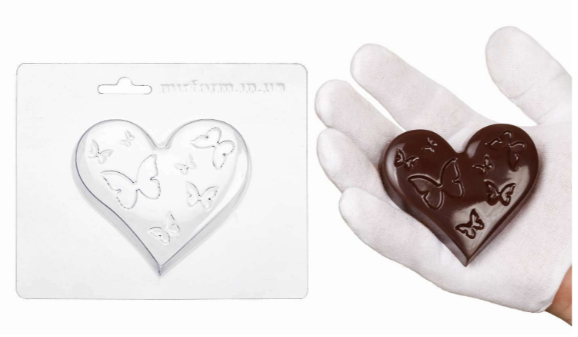 Форма пластикова Серце з метеликом, фото 1