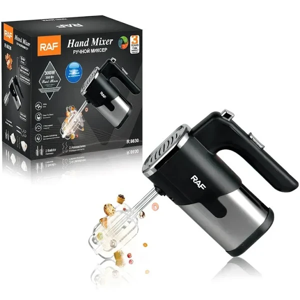 Міксер ручний для кухні RAF R.6630 двостержневий, 300 Вт, 5 швидкостей, з режимом турбо, фото 1