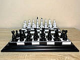 Шаховий набір: шахова дошка "Black&White" та фігури "Elite" із натуральної деревини. Ручна робота, фото 4