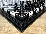 Шаховий набір: шахова дошка "Black&White" та фігури "Elite" із натуральної деревини. Ручна робота, фото 3
