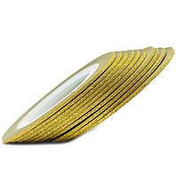 Стрічка для дизайну нігтів "Цукрова нитка"  Золото, 2 мм, упак. 10 шт.