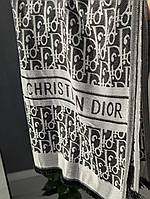 Палантин женский Christian Dior теплый шарф Кристиан Диор серый темный