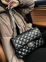 Женская сумочка шанель чёрная Chanel молодёжная красивая сумка через плечо