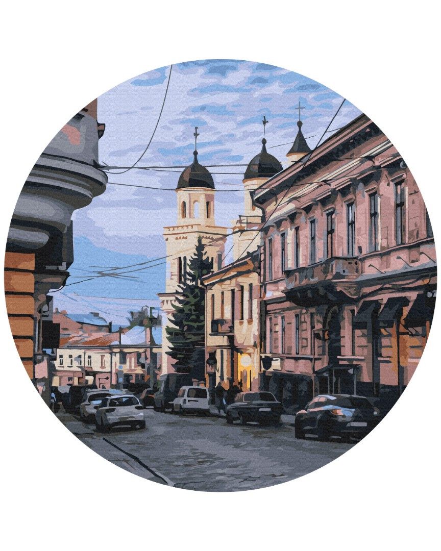 Картина за номерами "Чернівецька вуличка, Oksana Ermoshenko", в термопакеті 40см, ТМ Brushme, Україна