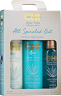 Набор CHI Aloe Vera All Spiraled Out Kit для вьющихся волос (крем147 мл + кондиционер, 177 мл + масло, 89 мл)