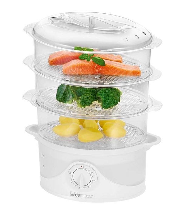 Пароварка Clatronic DG 3665, 3 яруси, 11 л, 800 Вт, білий