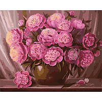 Картины по номерам цветы Розовые пионы в вазе в коробке 40х50 Лавка Чудес