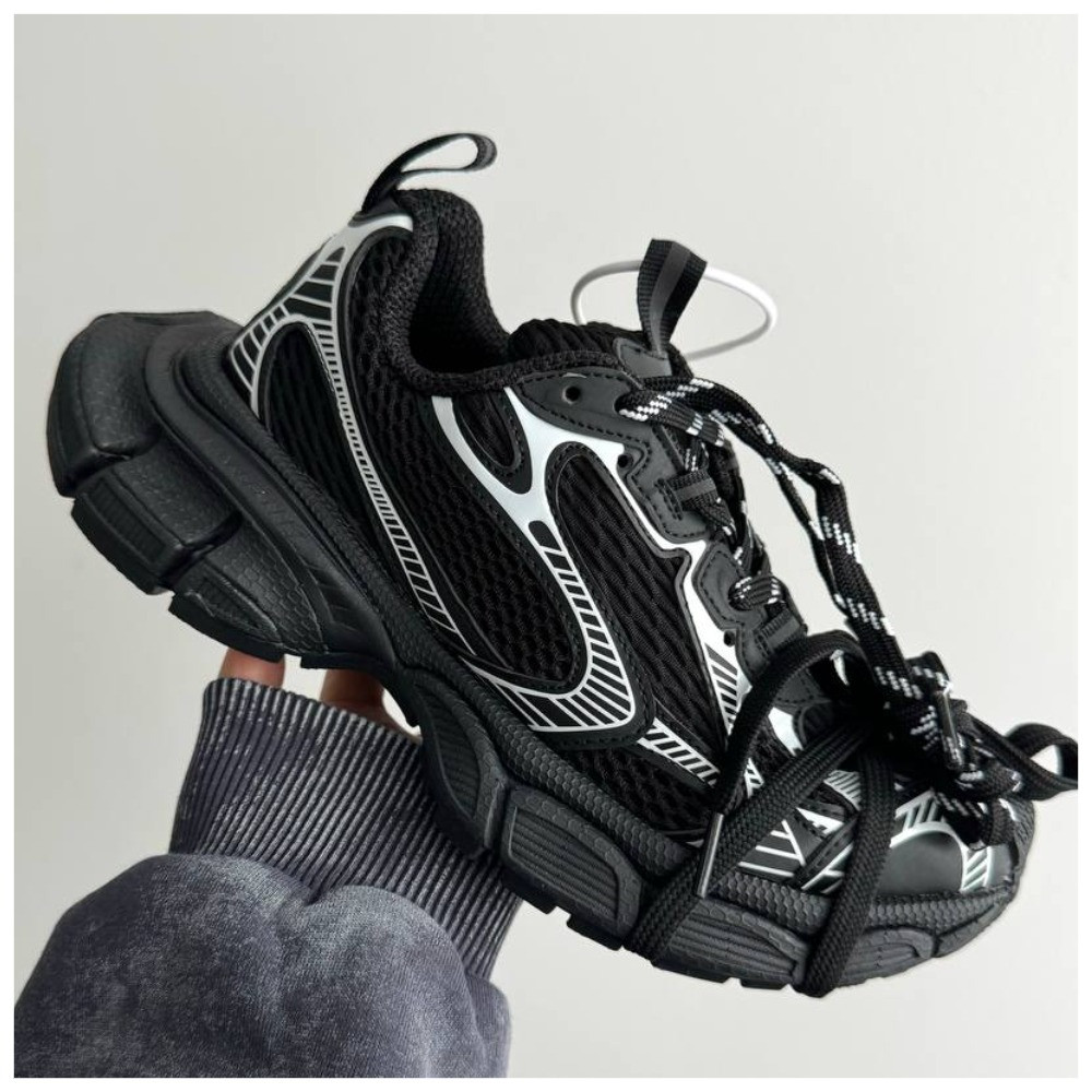 Жіночі кросівки Balenciaga 3XL Black White Premium, чорні кросівки баленсіага 3ХЛ чорно-білі, фото 1