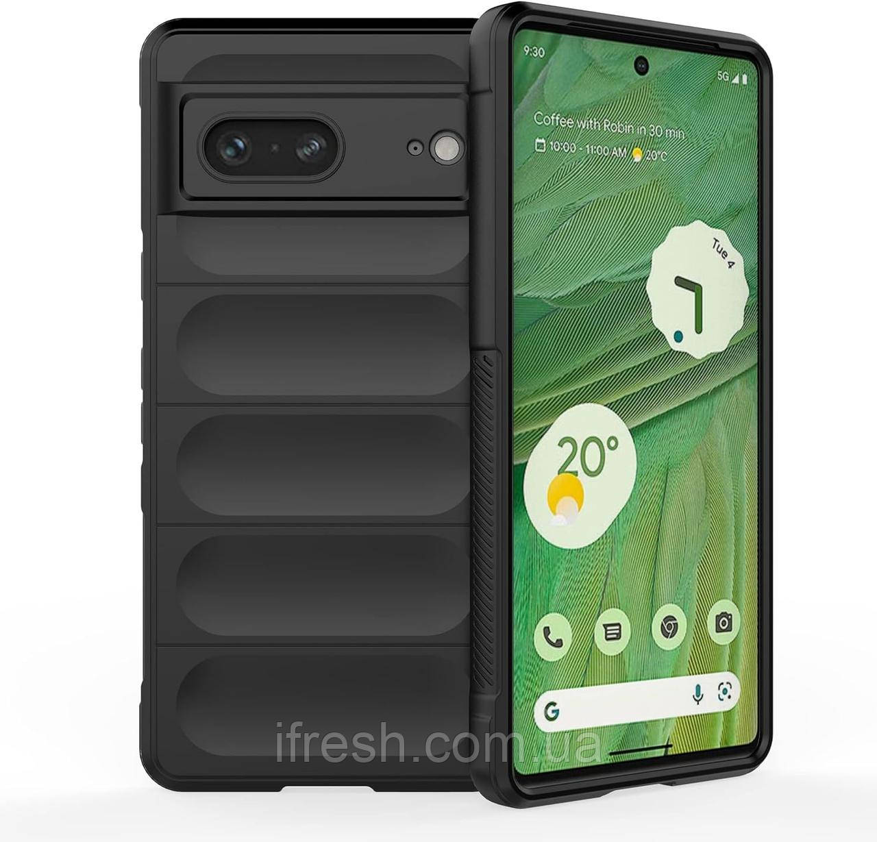 Протиударний чохол Ribber для Google Pixel 7, Silicon Cover, чорний, фото 1