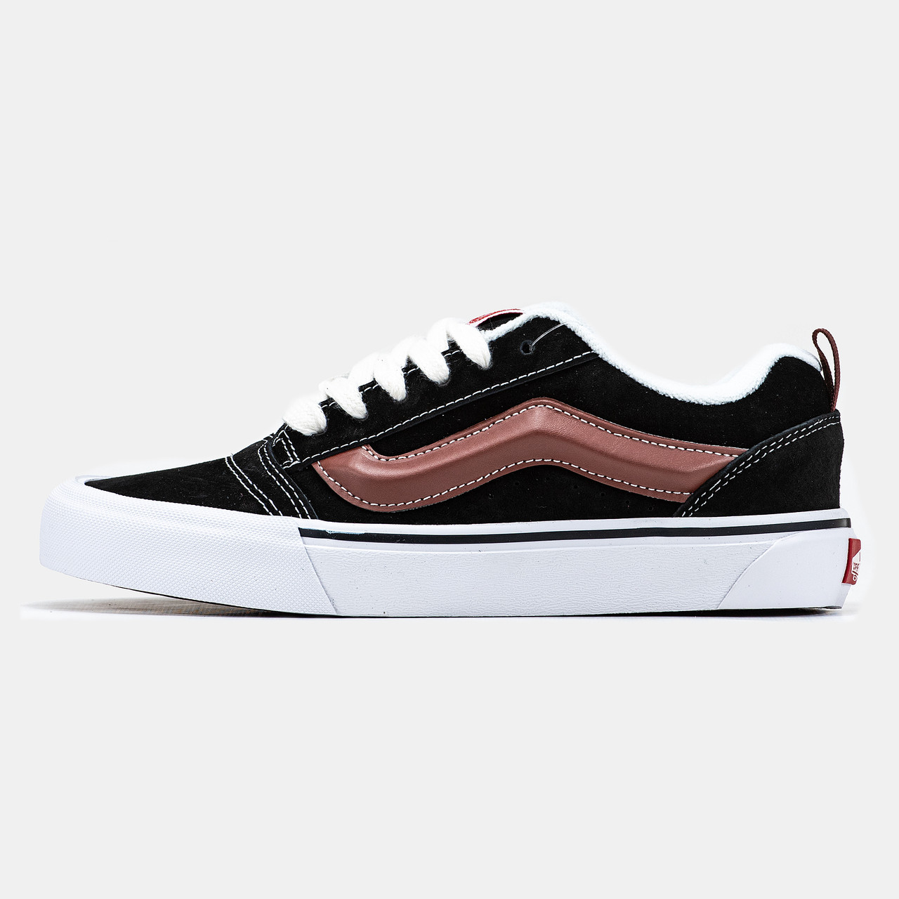 Чоловічі / жіночі кеди Vans KNU Skool Black Brown White, унісекс чорно-білі замшеві кросівки ванс кну скул, фото 1