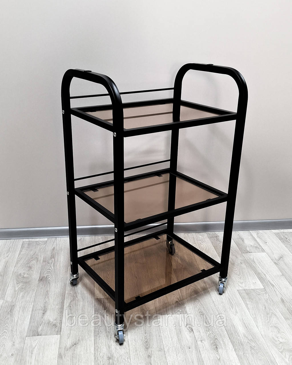 Косметологічний візок чорний ST 004 black етажерка для майстра татуажу столик на колесах для салону краси