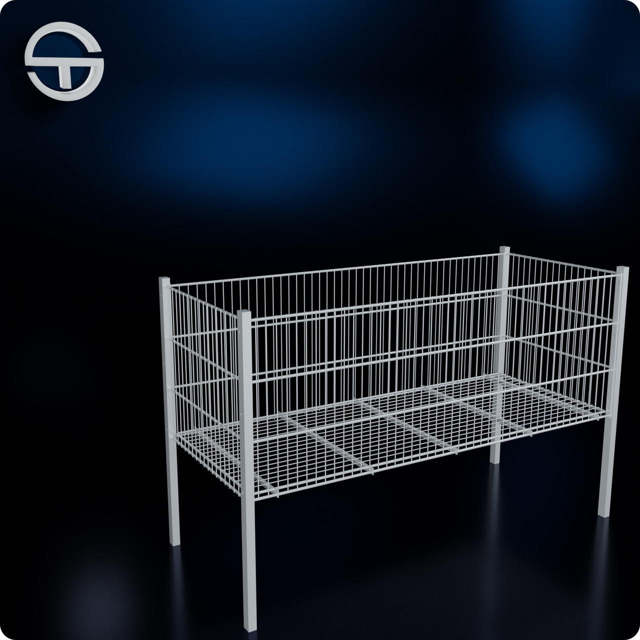Кошик REN-143 1430х600х(900/500)мм, білий. Презентаційний стіл. Торговельне обладнання кошик для товарів до магазинів