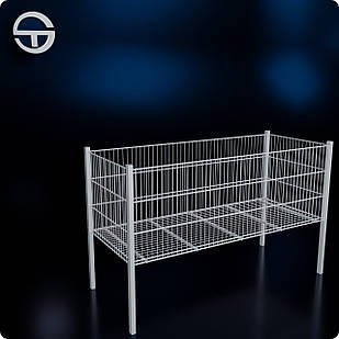 Кошик REN-143 1430х600х(900/500)мм, білий. Презентаційний стіл. Торговельне обладнання кошик для товарів до магазинів