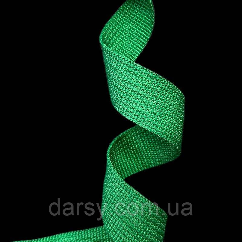 Стрічка ремінна поліпропіленова (стропа) колір зелений 25 мм, фото 1
