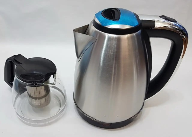 Функциональный комплект для чаепития, электрический домашний чайник объемом 2 л на пластиковой подставке - фото 2 - id-p2086536524