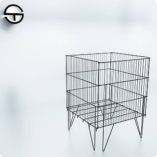 Кошик "LALA 600" розпродажна склада 600х600х595мм чорна. Стіл накопичувач презентаційний для розпродажу. Кошик торговий підлоговий