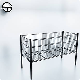 Кошик REN-143 1430х600х(900/500)мм, чорний. Накопичувач кошик торговий презентаційний для розпродажів у магазин для товару